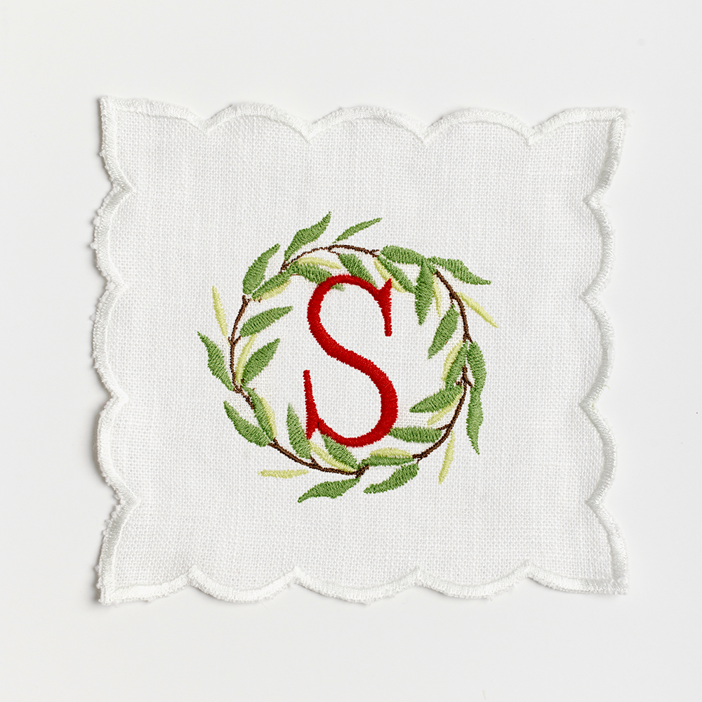 Singled Letter Wreath Cocktail Napkins