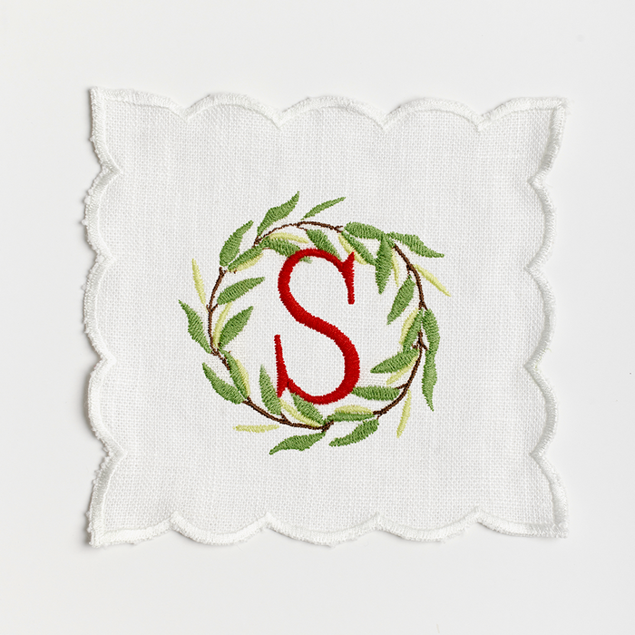 Singled Letter Wreath Cocktail Napkins