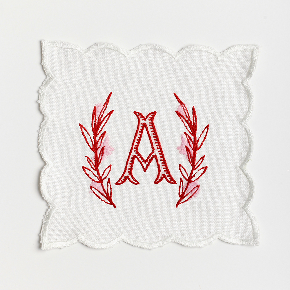 Single Letter Flower Frame Cocktail Napkins