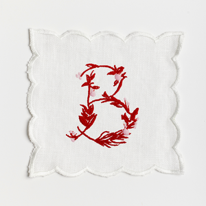 Festive Flowering Vine Single Letter Cocktail Napkins