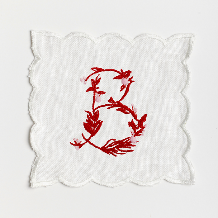 Festive Flowering Vine Single Letter Cocktail Napkins