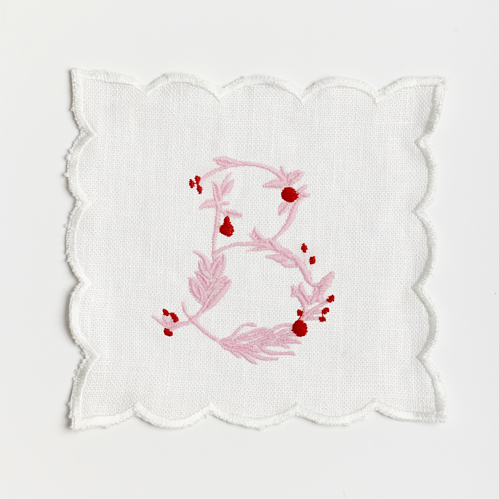 Festive Flowering Vine Single Letter Cocktail Napkins