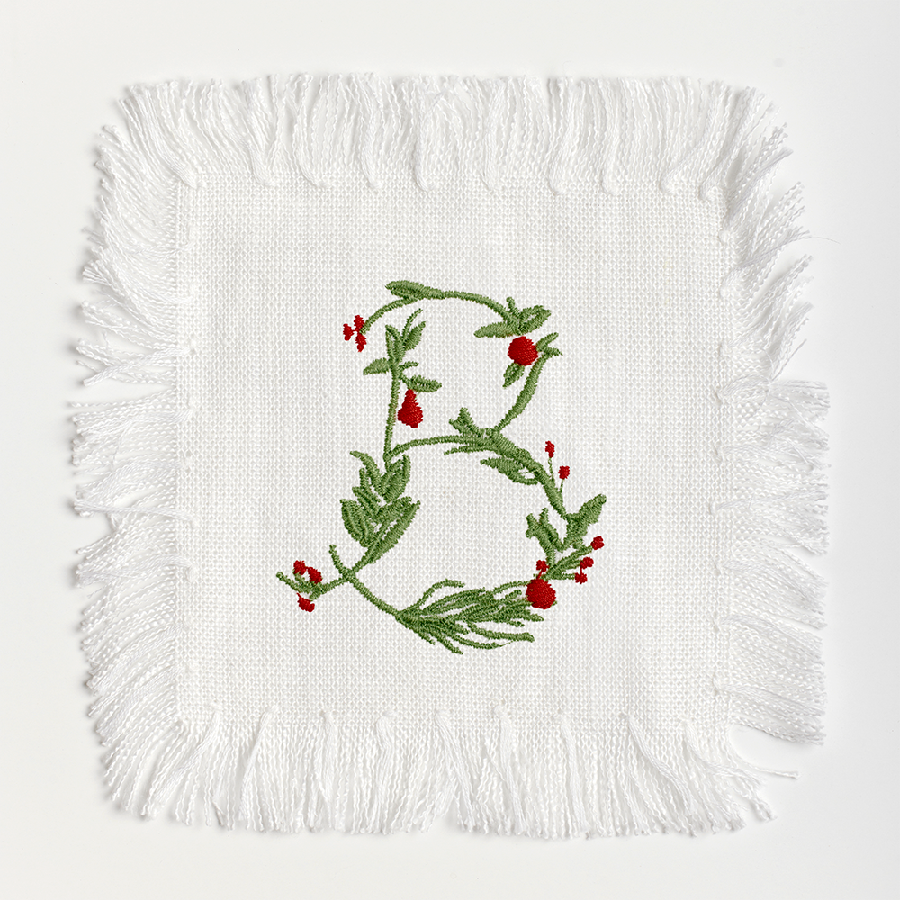 Festive Flowering Vine Single Letter Cocktail Napkins