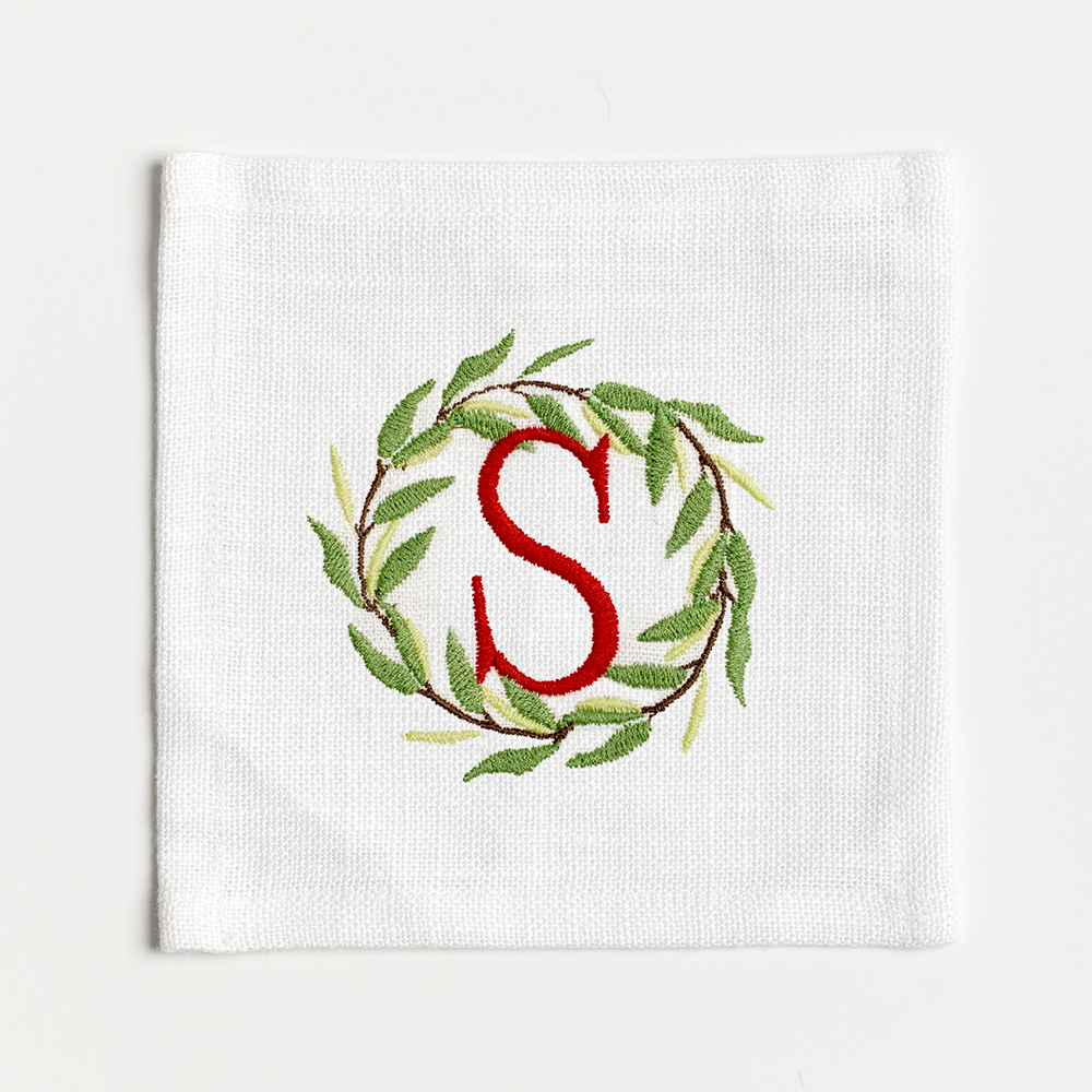 Singled Letter Wreath Cocktail Napkins