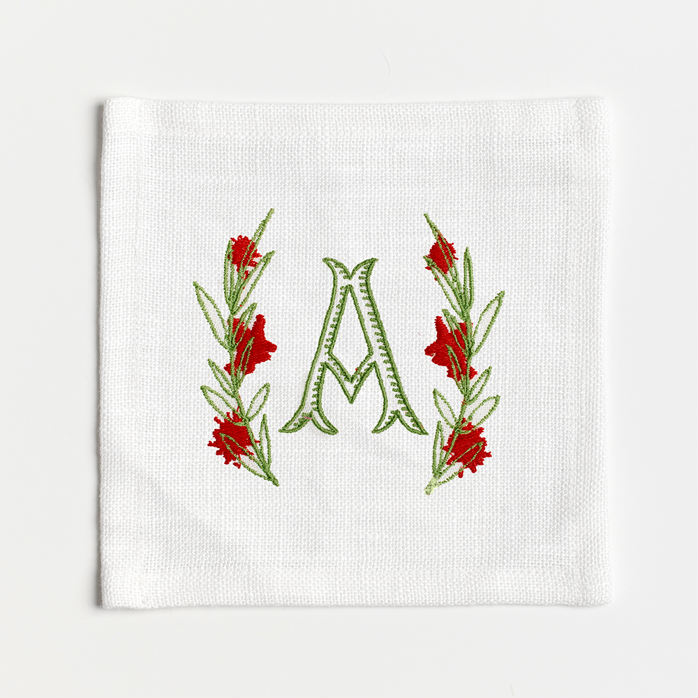 Single Letter Flower Frame Cocktail Napkins