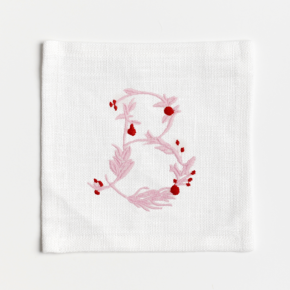 Festive Flowering Vine Single Letter Cocktail Napkins