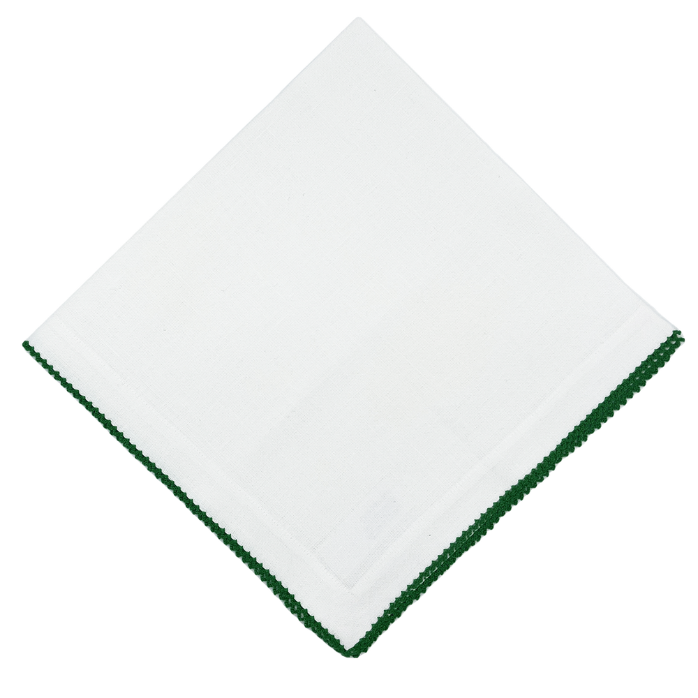 Customizable Dinner Napkin with Winter Green Picot Edge