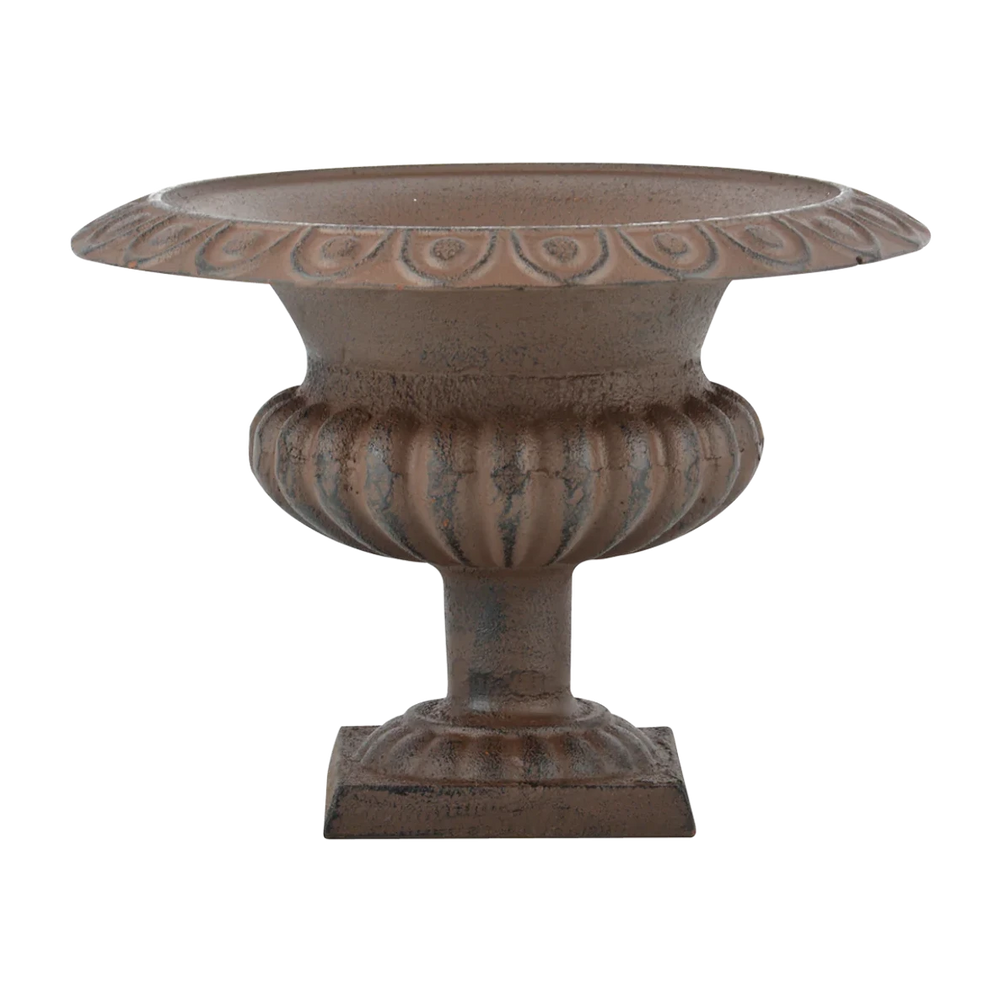 Low French Urn, Cast Iron, Antique Brown - Medium