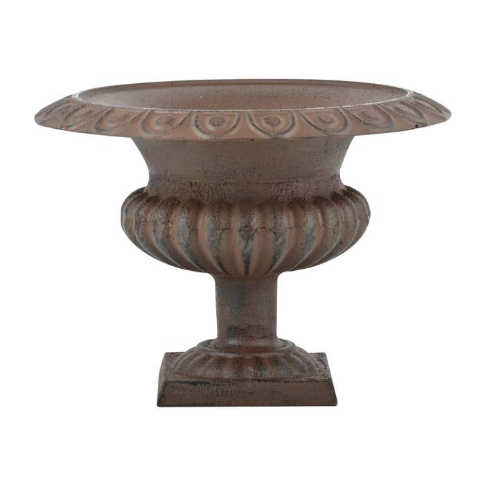 Low French Urn, Cast Iron, Antique Brown - Medium