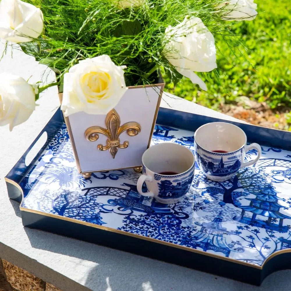 Garden Party Blue Enameled Jaye Tray