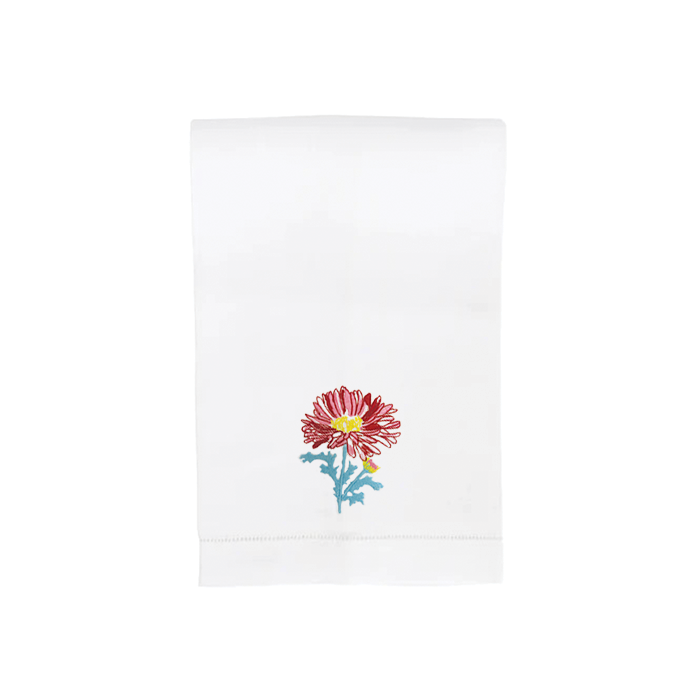 Summer Aster Hand Towel - White