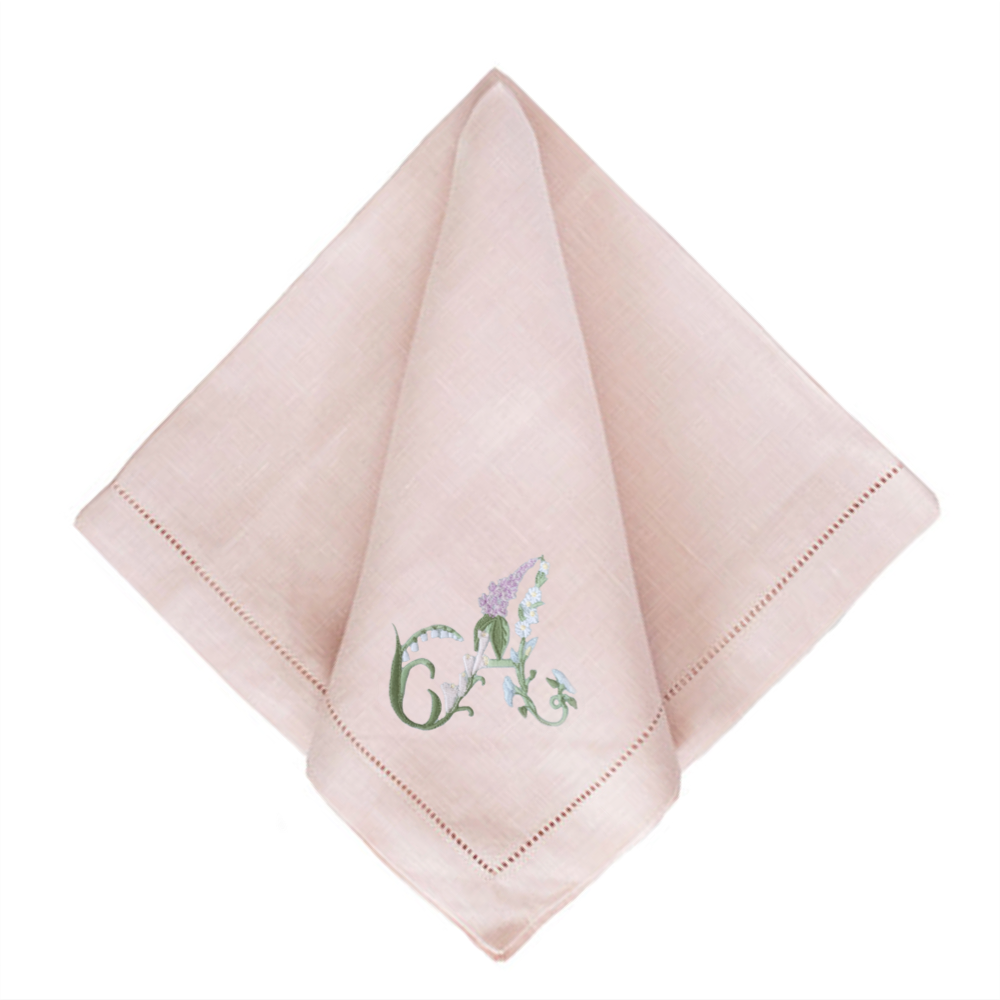 Floral Alphabet Dinner Napkins -Set of 4