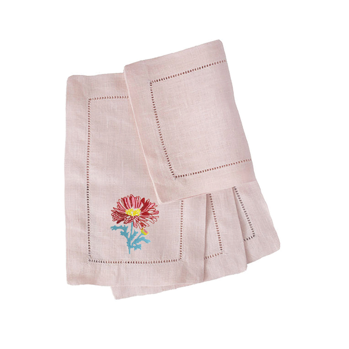 6 x 9 Summer Aster Cocktail Napkins - Petal