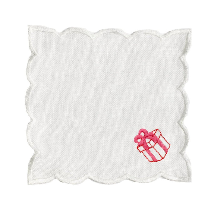 PINK PRESENT SCALLOP COCKTAIL NAPKINS