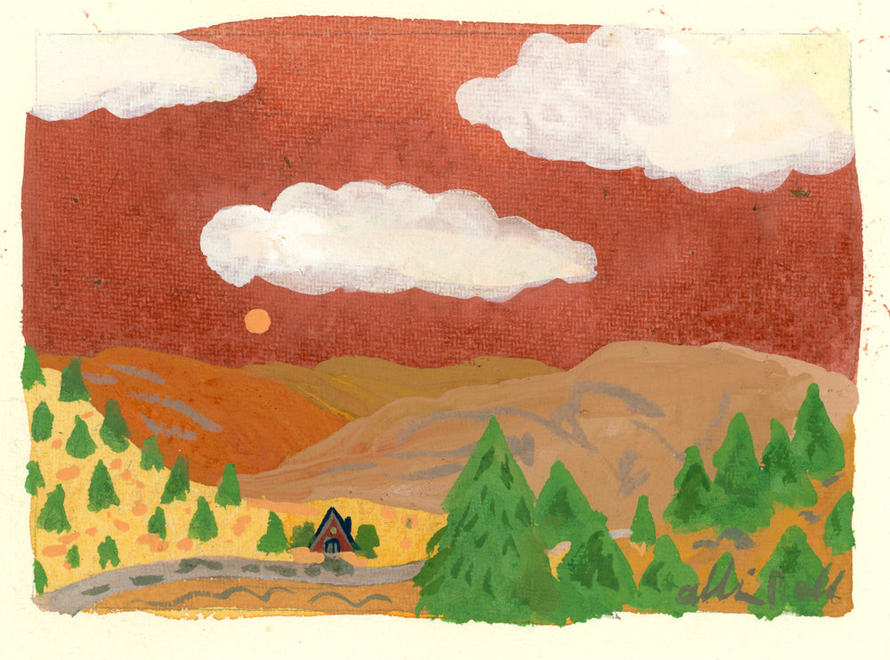 Triangle Cabin (Red)  |  Gouache on Paper, 2022