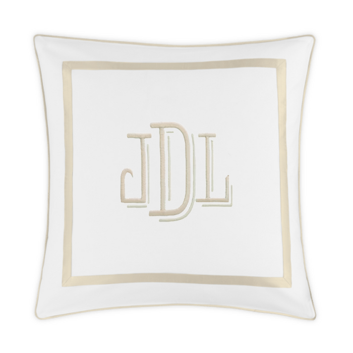 Embroidered Louise Pique Sham - Khaki
