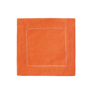 Festival 6x6 Customizable Linen Cocktail Napkins - Tangerine