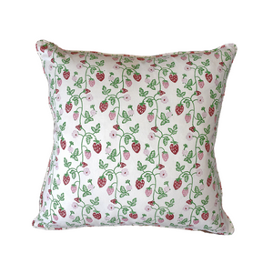 Strawberry Block Print Pillow