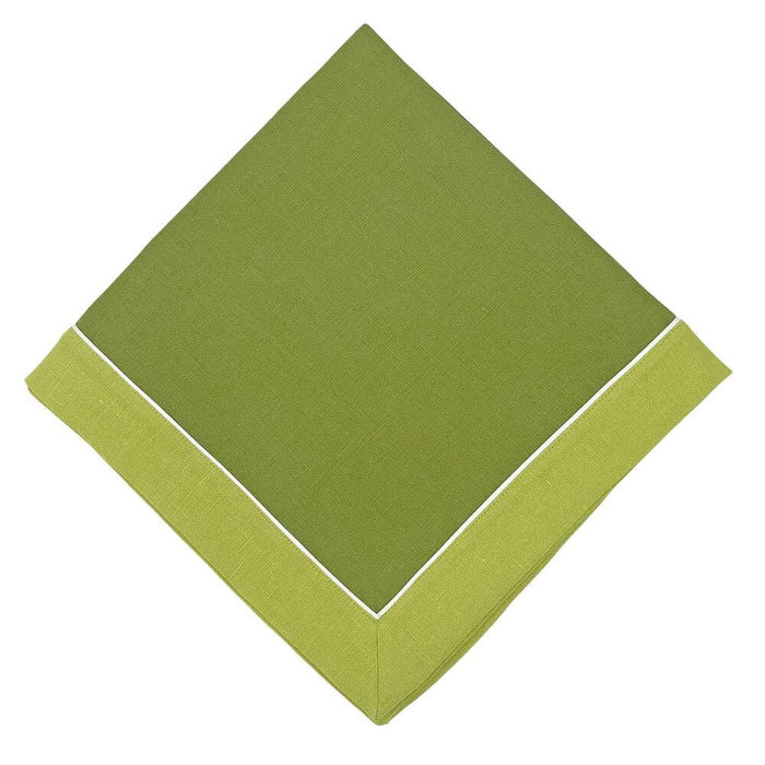 Frame Piping Customizable Linen Dinner Napkins - Autumn Green / Avocado