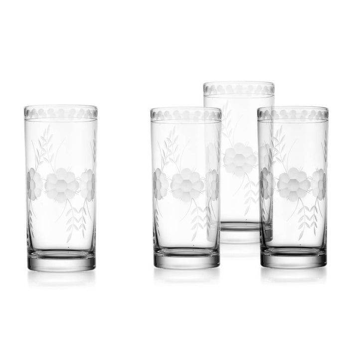 Floral Etched Highballs - Clear