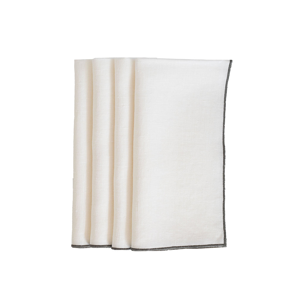Duet Dinner Napkins - White / Charcoal