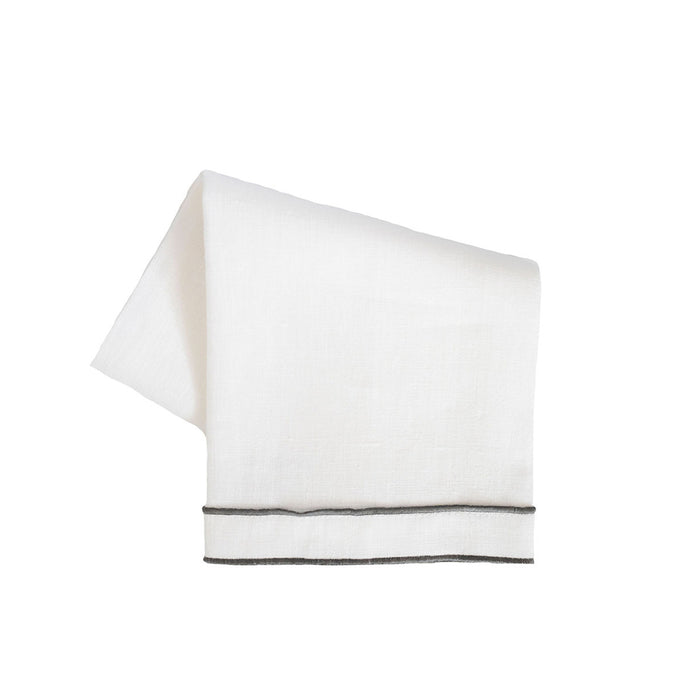 Leonardo Customizable Linen Hand Towel - White / Charcoal