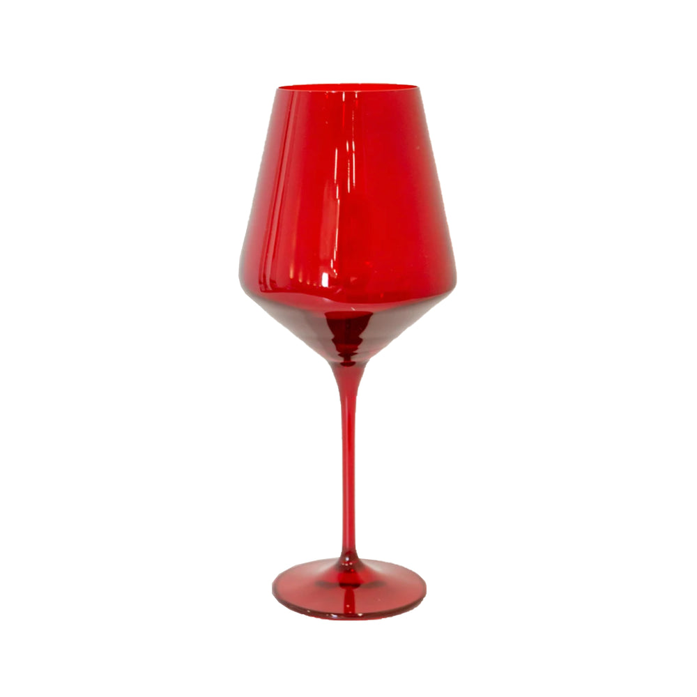 Red Stemmed Wine Glasses