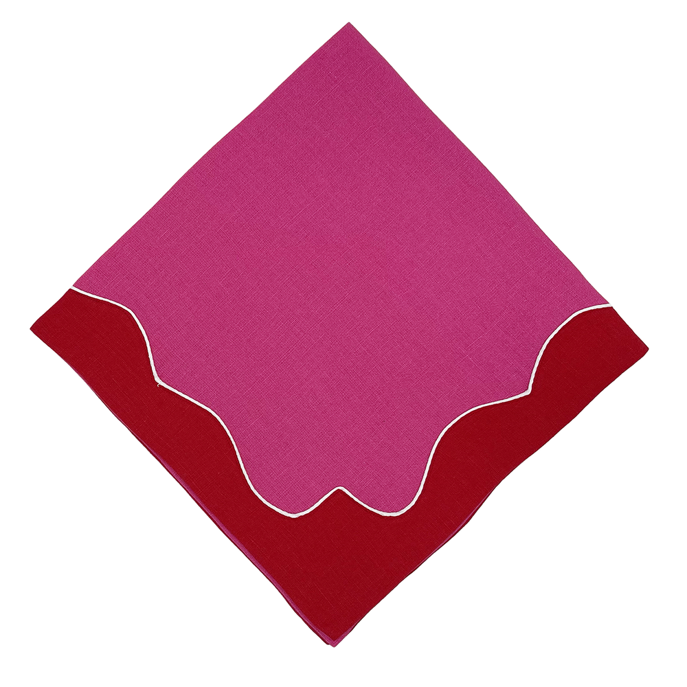 Scallop Border Dinner Napkins - Fuchsia / Red
