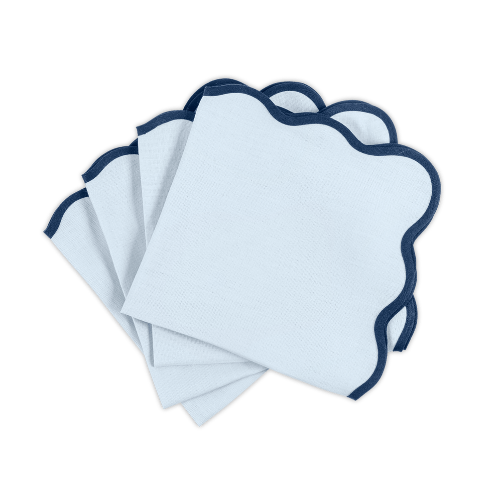 Scallop Edge Dinner Napkins - Ice Blue / Navy
