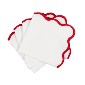 Scallop Edge Dinner Napkins - Scarlet