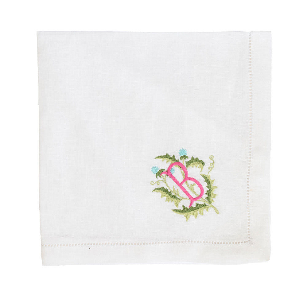 Floral Crest Customizable Dinner Napkins - White