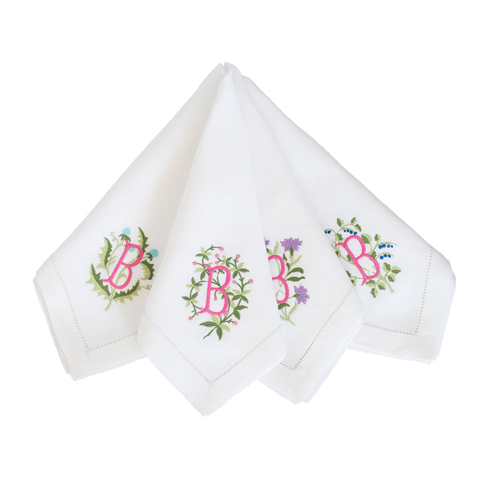 Floral Crest Customizable Dinner Napkins - White