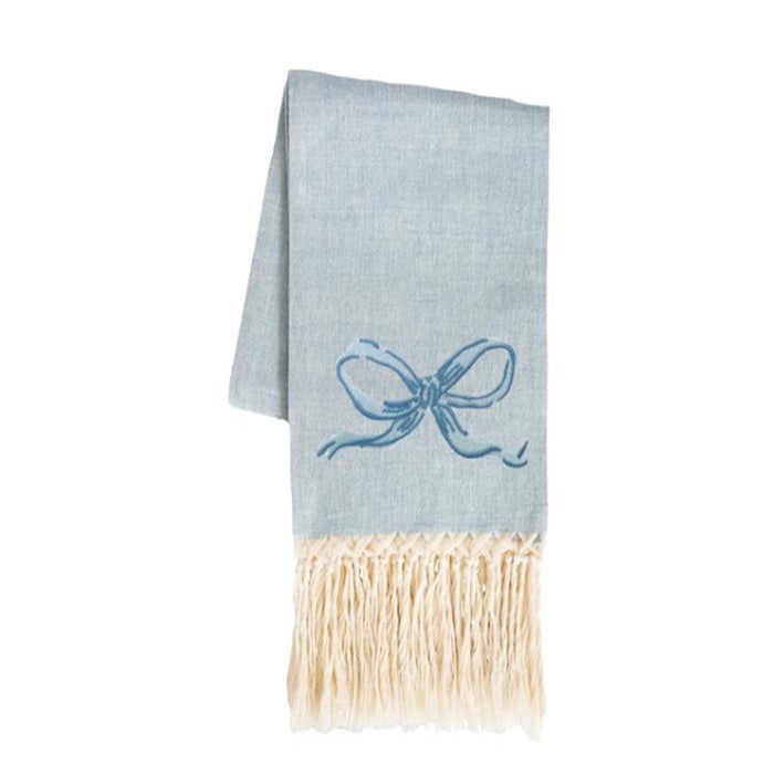Bow European Hand Towel - Woad Blue