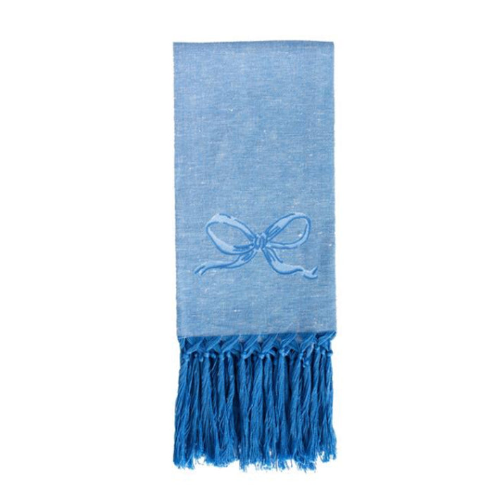 Bow European Small Hand Towel - Blue on Blue