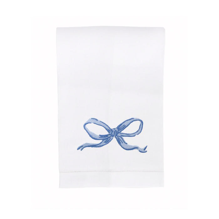 Bow Hand Towel - Blue on White