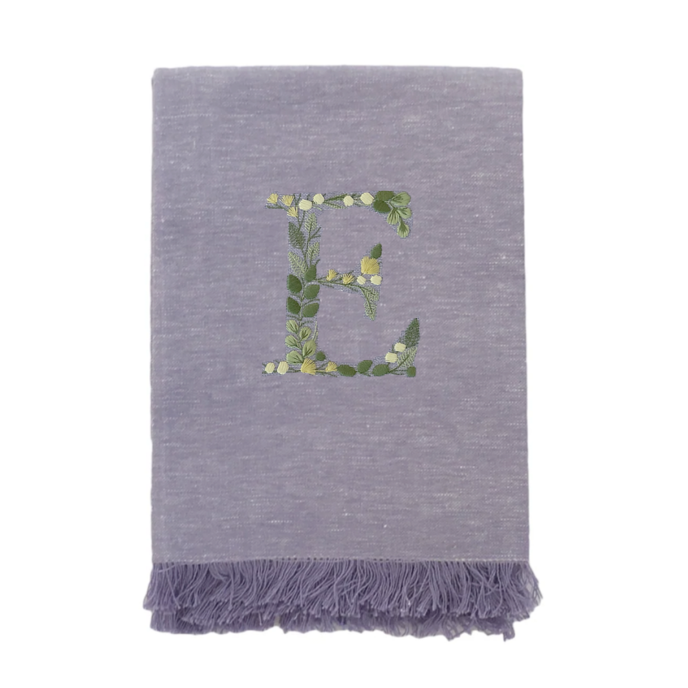 Flowering Vine Alphabet Hand Towel - Purple