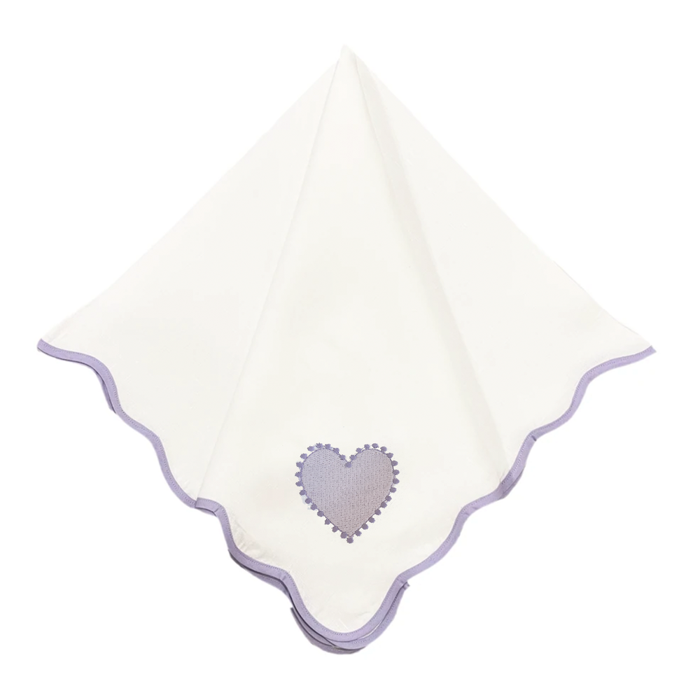 Hearts on Lavender Wave Dinner Napkins