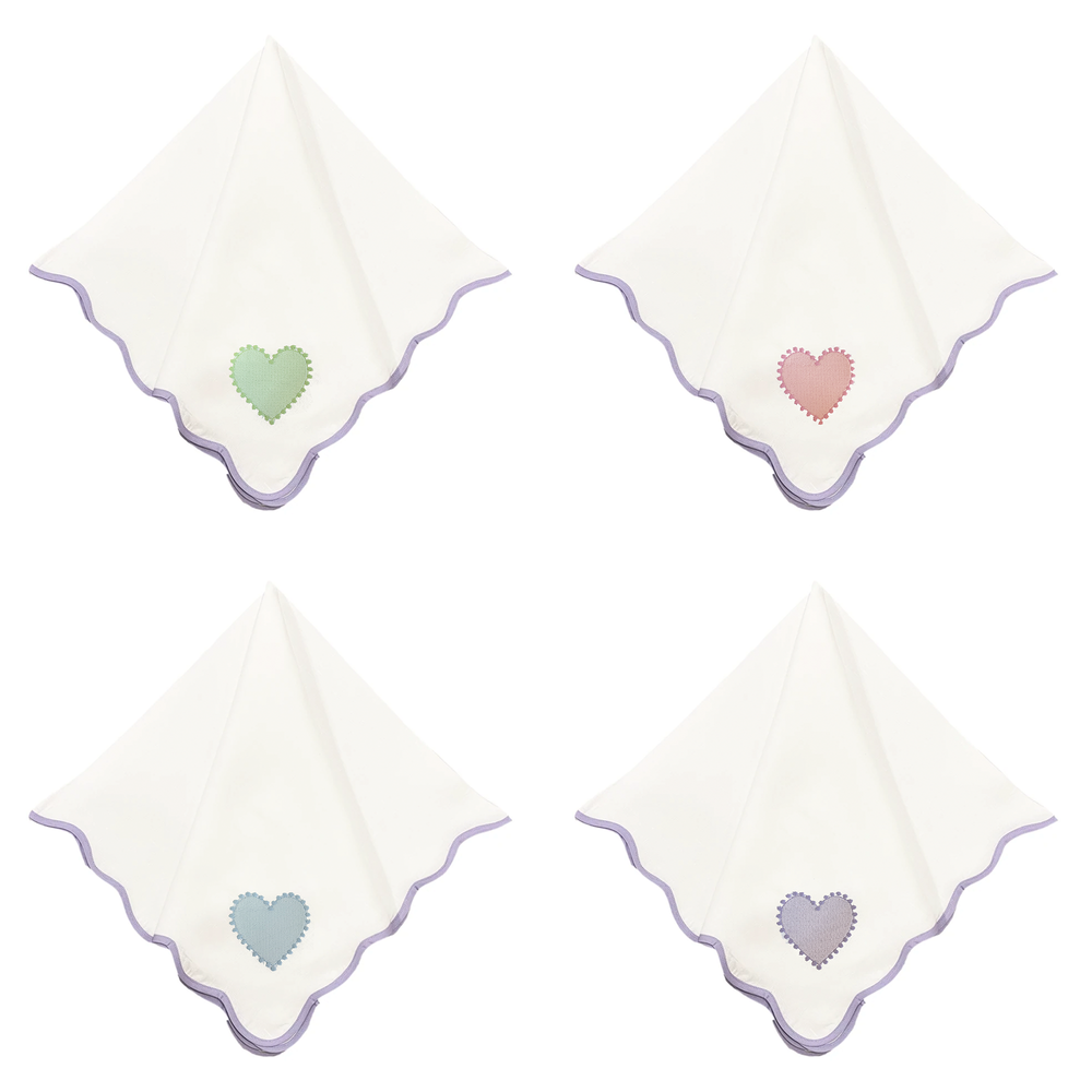 Hearts on Lavender Wave Dinner Napkins