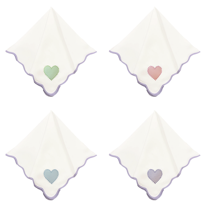 Hearts on Lavender Wave Dinner Napkins