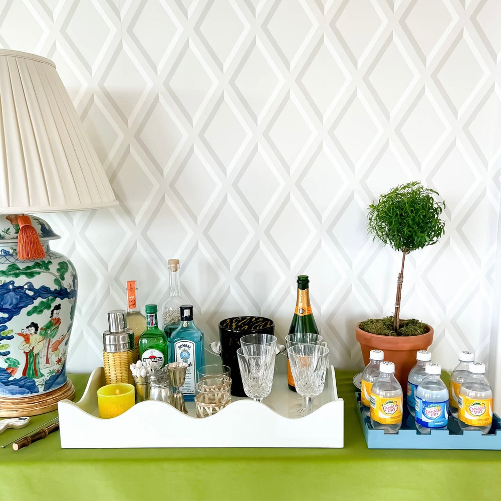 White Scalloped Lacquered Tray