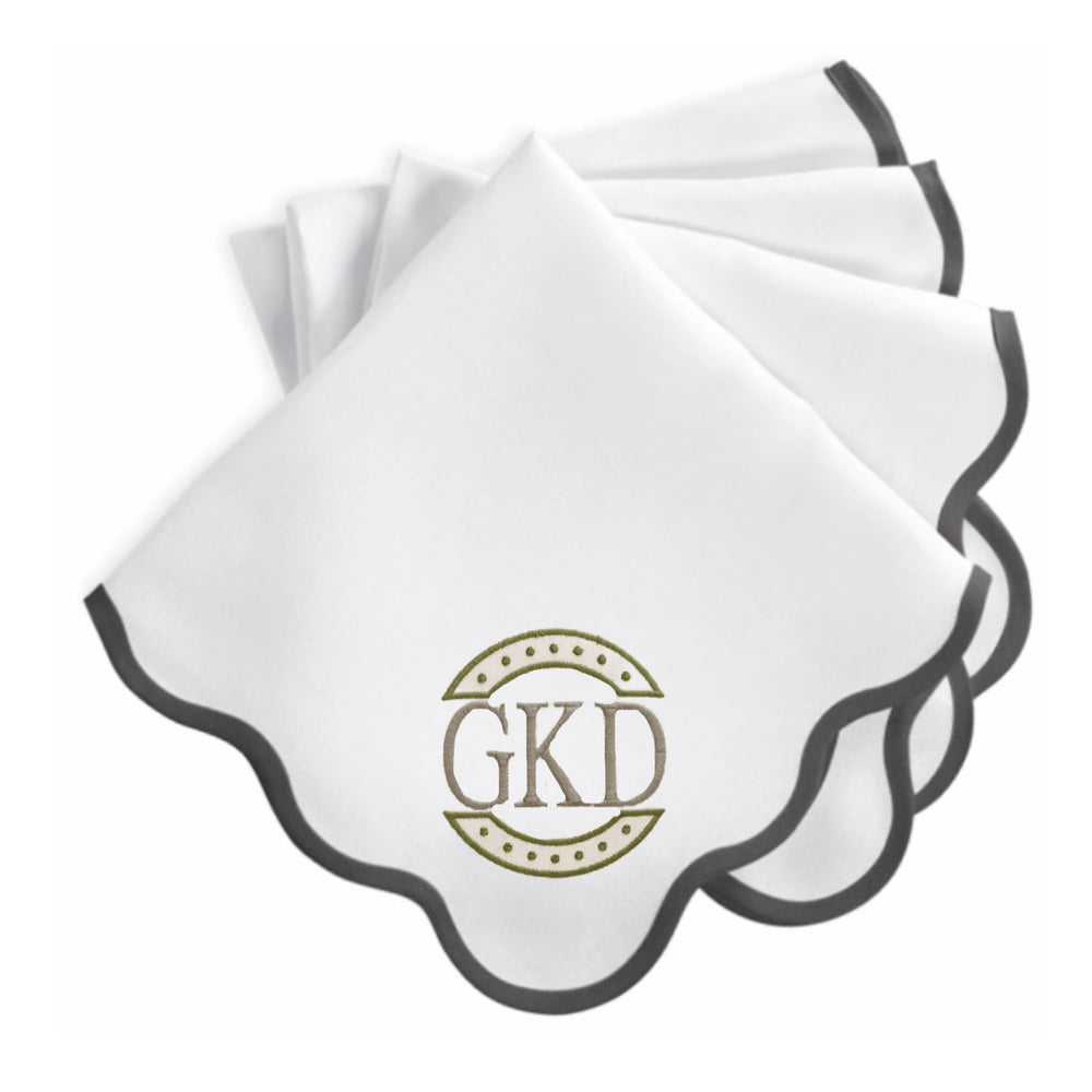Scallop Edge Dinner Napkins - Smoke Grey