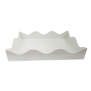 White Scalloped Lacquered Tray