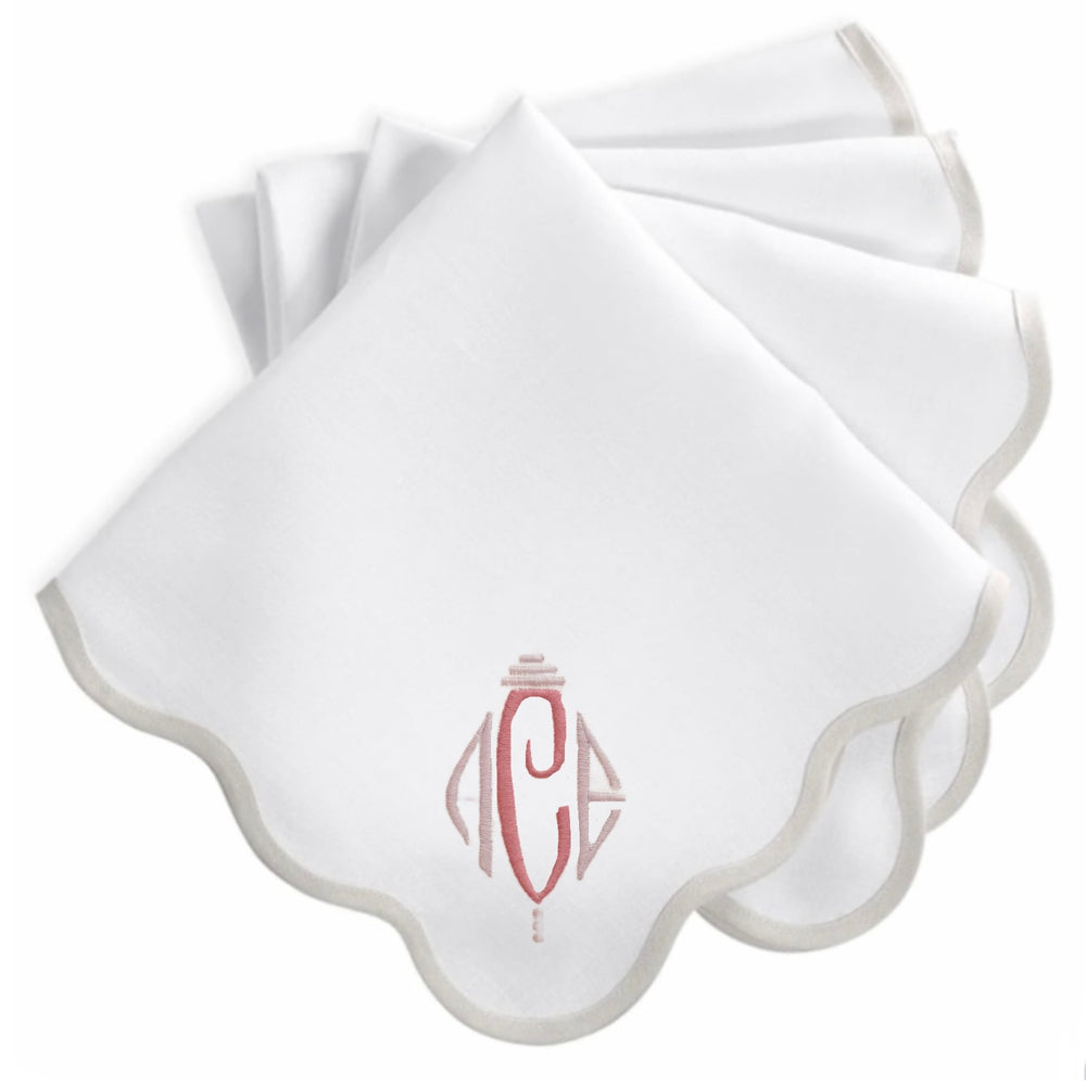 Scallop Edge Dinner Napkins - Classic Grey