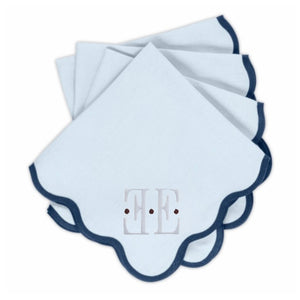 Scallop Edge Dinner Napkins - Ice Blue / Navy